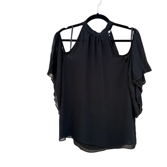 Naked Zebra black cold shoulder blouse, women’s size medium - Picture 1 of 6